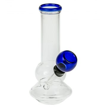 Curvy Glass Mini Bong with Blue Accents