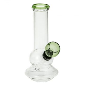 Curvy Glass Mini Bong with Green Accents