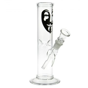 Glass Straight Mini Ice Bong | 14.5mm - Mask - Side View 1