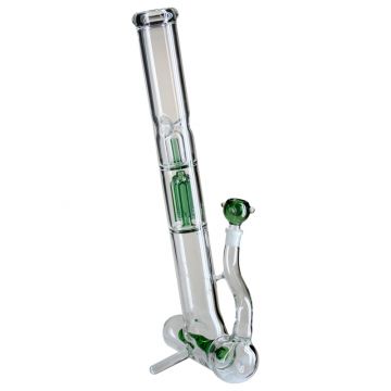 Black Leaf - Leaning Stemless Triple Perc Ice Bong - Green