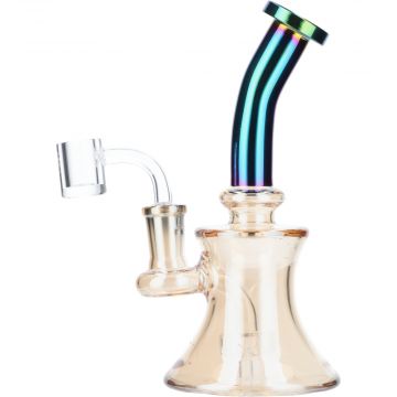 Fumed and Colored Hourglass Dag Rig with Showerhead Perc | Side view 1