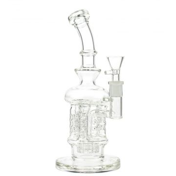 Glasscity Glass Bong with Showerhead Perc and External Cooling Tubes - Side View 1