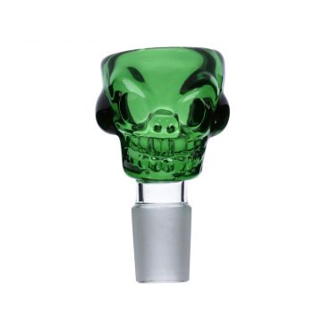 Colored Glass Skull Bowl | Male Joint | Green | 18.8mm 