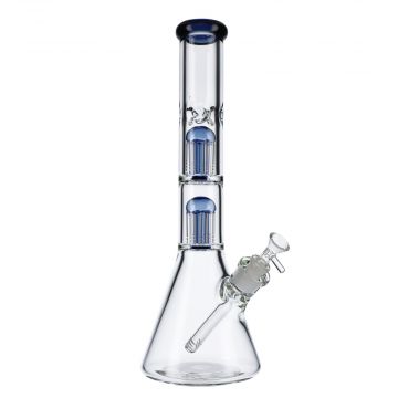 Beaker Base Glass Ice Bong with Double Tree Perc | 16 Inch - Side View 1