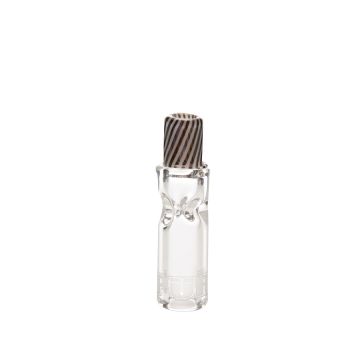 Purr Glass Smokey Rolling Tip | Clear With Colored Stripes - Clear - Jail