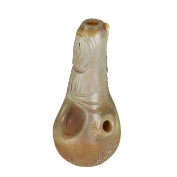 Glass Spoon Pipe - Thumb Design with Tan Frit 