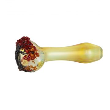 Glass Spoon Pipe - Fumed with Tree Themed Art - Fall