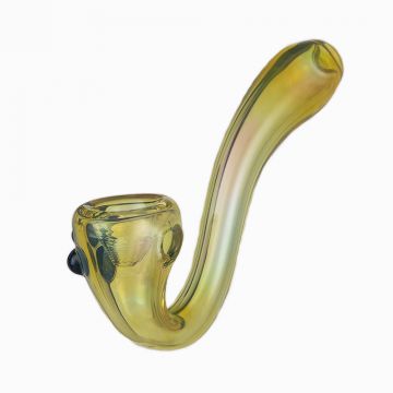 Glass Sherlock Pipe - Fumed with Colored Dots - Blue