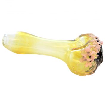 Glass Spoon Pipe with Fume and Cherry Tree Themed Art - Right Side View 