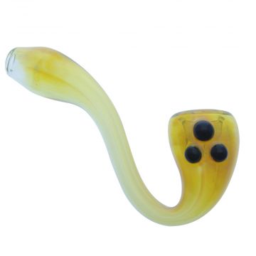 Glass Sherlock Pipe - Fumed Glass with Colored Dots - Blue