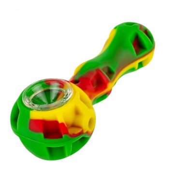 Silicone Spoon Pipe with Glass Bowl - Carb Hole on Left Side of Bowl