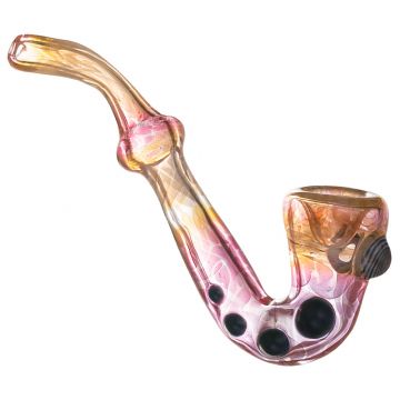 Glass Sherlock Handpipe - Fumed with Color Marbles