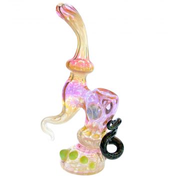 Glass Sherlock Bubbler - Fumed and Colored Glass - Side view 1