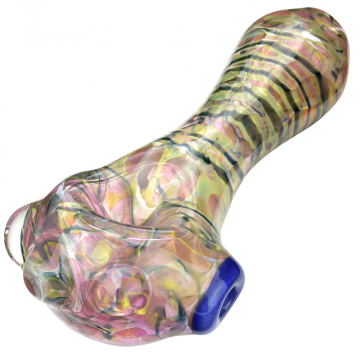 Glass Spoon Pipe - Double Layer Fume with Color and Clear Marbles 