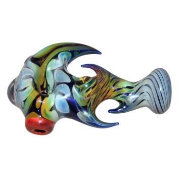 Glass Handpipe - Cobalt Glass with Appendages - Fumed