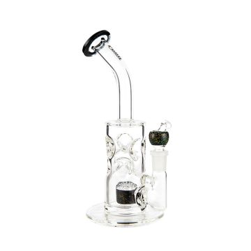 Purr Glass Swiss Honeycomb Ice Bong | 14.5 mm - Dichro Gold - Side view 1