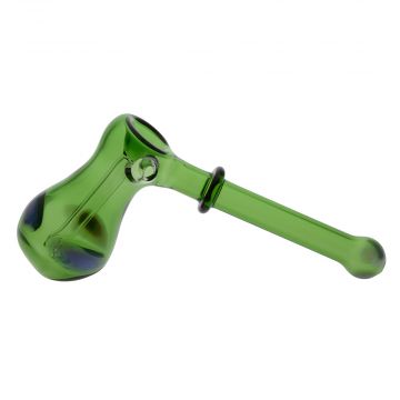 Green Glass Hammer Bubbler with Pink Slyme Dots & Maria 