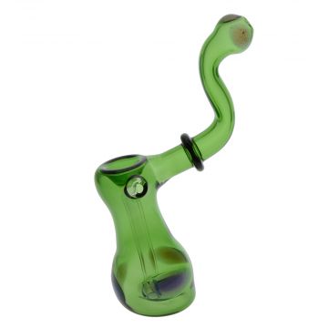 Green Glass Sherlock Bubbler with Pink Slyme Dots & Maria