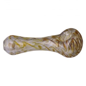 Glass Handpipe with Fume and Colored Swirls - Amber