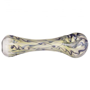 Glass Spoon Pipe - Silver Fume and Blue Marbled Pattern