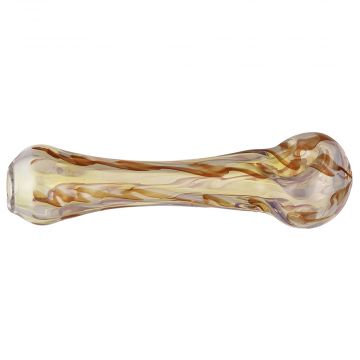 Glass Spoon Pipe - Silver Fume and Red Marbled Pattern