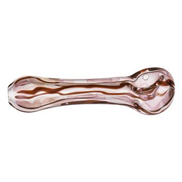 Glass Spoon Pipe - Gold Fume and Ruby Red Squiggles