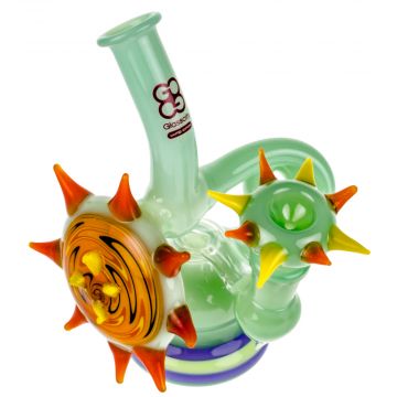 Glasscity Limited Edition Mint Green Bubbler with Worked Disc