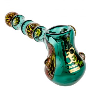 Glasscity Limited Edition Teal Glass Hammer Bubbler with Reversals - Front View 1