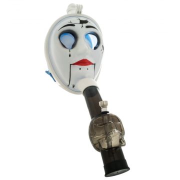 White Face Boo Horror Gas Mask Bong with Acrylic Tube