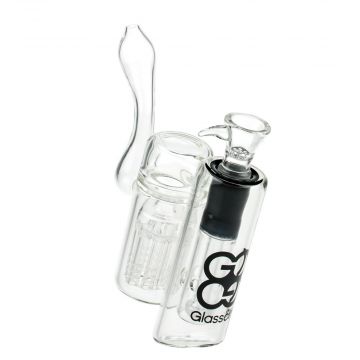 Glasscity Double Chamber Bubbler with Showerhead Tree Perc | Black - Side View 1