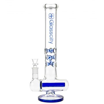 Glasscity Nautilus Ice Bong with Slitted Inline Diffuser | Blue - Side View 1