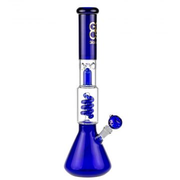 Glasscity Beaker Base Ice Bong with Spiral Perc | Blue - Side View 1