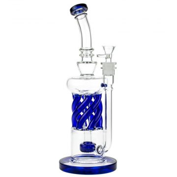 Glasscity Glass Bong with Showerhead Perc and External Tubes | Blue - Side View 1