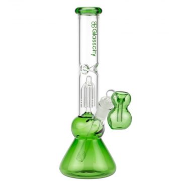 Glasscity 4-arm Perc Beaker Ice Bong with Ash Catcher | Green - Side View 1