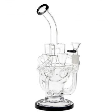 Glasscity Glass Recycler Bong with Inline Diffuser | Black - Side View 1