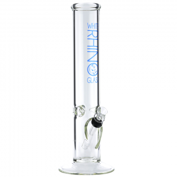 White Rhino 12 Inch Straight Non Glass on Glass Ice Bong - Blue - Side View 1