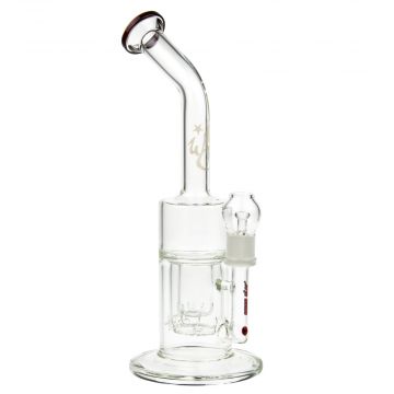 WS - Cistern Double Showerhead Perc Layback Glass Vapor Bong - Side View 1