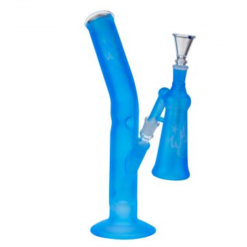 WS Hashtag Turn Neon Ice Bong with Matching Precooler | Blue - Side view 1