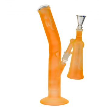 WS Hashtag Turn Neon Ice Bong with Matching Precooler | Orange - Side view 1