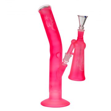 WS Hashtag Turn Neon Ice Bong with Matching Precooler | Pink - Side view 1