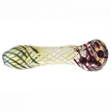 Glass Spoon Pipe - Fume and Color Stripes with Color Marbles