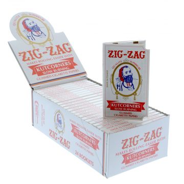 Zig Zag White - Cut Corner Single Wide Rolling Papers - Box of 24 Packs