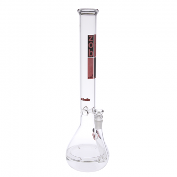 ZOB Glass - Beaker Ice Bong with Zobello Perc - 18 inch - Red/Black