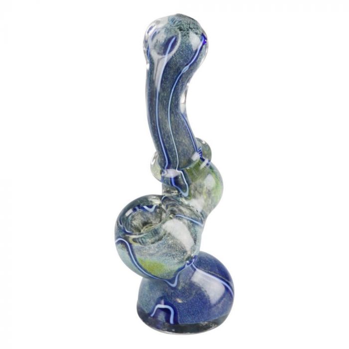 Worked Fritted Glass Bubbler Hand Pipe | 4 Inch main product photo