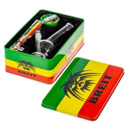 Breit Inverted Beaker Base Mini Bong Set with Metal Pipe in Case