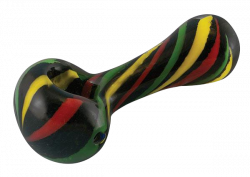 Spoon Pipe With Rasta Colored Stripes