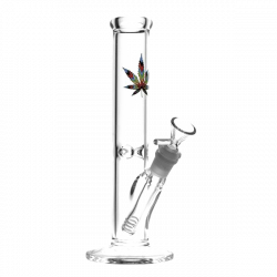 Rainbow Pot Leaf Straight Tube Water Pipe