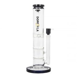 Dopezilla Cerberus Straight Double HoneyComb Ice Bong | 12 Inch | Black