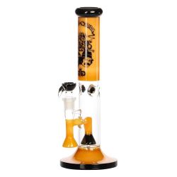 Grace Glass Cheech & Chong High Rollers Straight Tube Percolator Bong | Orange | side view 1