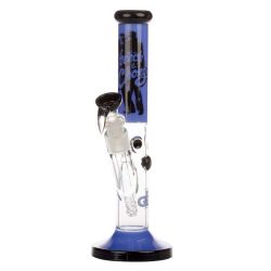 Grace Glass Cheech & Chong Peace Straight Tube Bong | Blue | side view 1